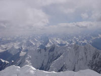 Lenin Peak. The view from the summit at 7134